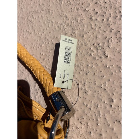 NWT Adrienne Vittadini Twisted Leather Carrying Strap Yellow Leather Handbag - Picture 2 of 4
